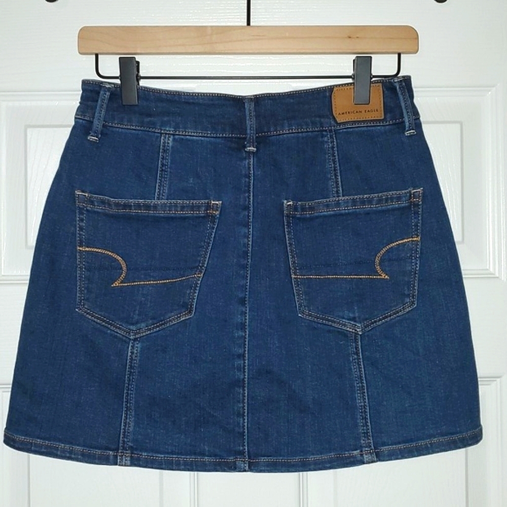 American Eagle Hi-Rise A-Line Denim Skirt Size 4 - Picture 2 of 10
